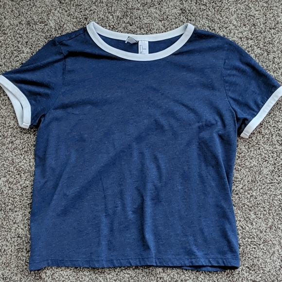 H&M Ringer Tee Blue - Picture 1 of 2